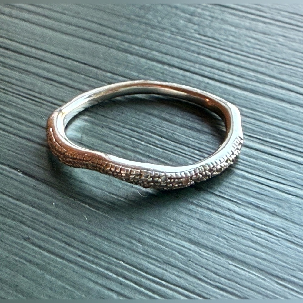 Monica Vinader Riva Diamond Wave Stacking Ring Sterling Silver Size 6